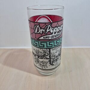 Vintage Dr Pepper Dairy Queen Glass King of Beverages Stained Glass Winter Scene